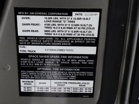 Used 1998 HUMMER H1 Wagon image 35