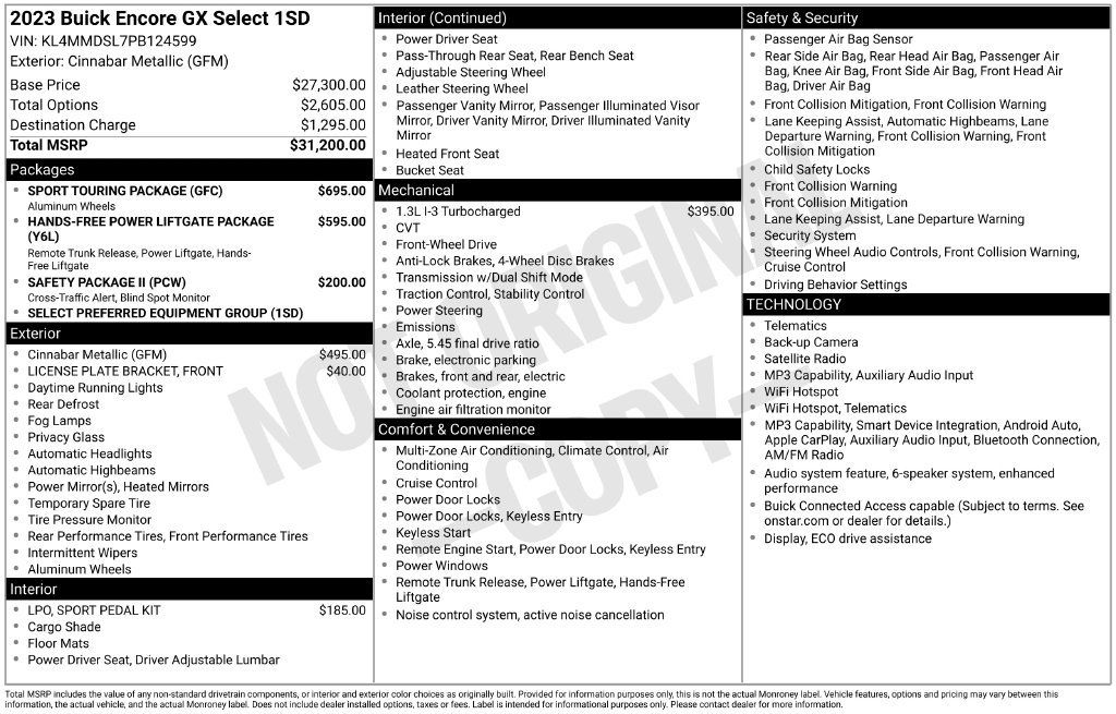 Used 2023 Buick Encore GX Select w/ Sport Touring Package FWD image 6