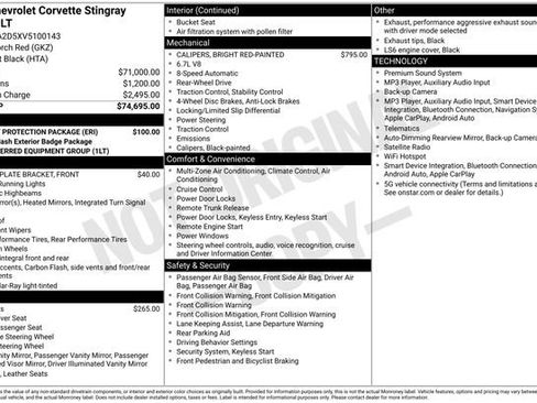 Used 2027 Chevrolet Corvette Stingray Coupe w/ Battery Protection Package RWD image 11