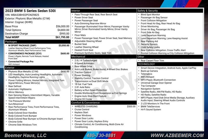 Used 2023 BMW 530i w/ M Sport Package RWD image 3