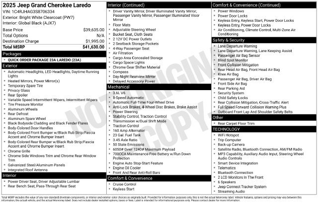 Used 2025 Jeep Grand Cherokee Laredo AWD/4WD image 29