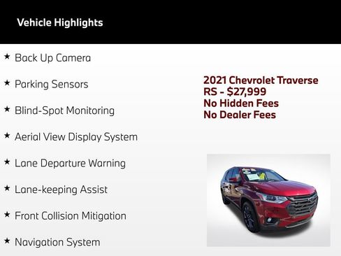 Used 2021 Chevrolet Traverse RS FWD image 4