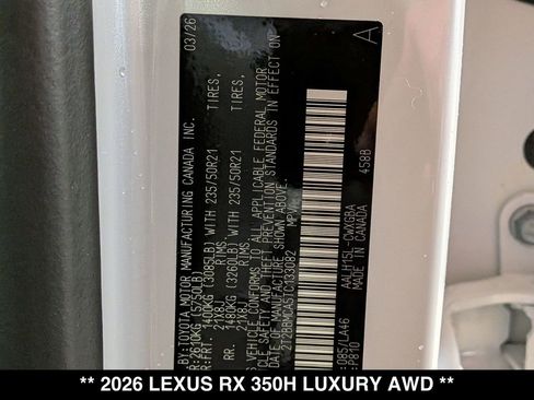 New 2026 Lexus RX 350 w/ Convenience Package image 19