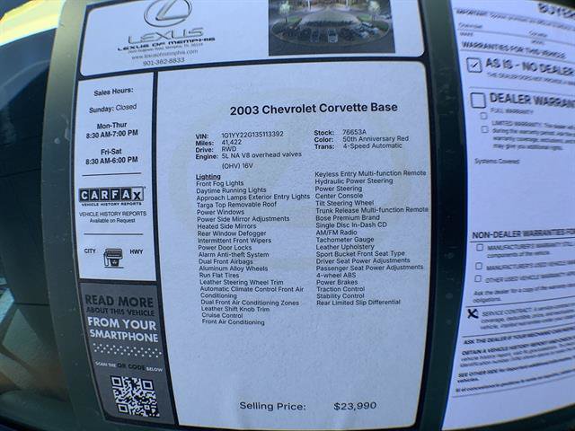 Used 2003 Chevrolet Corvette Coupe w/ Preferred Equipment Group RWD image 22