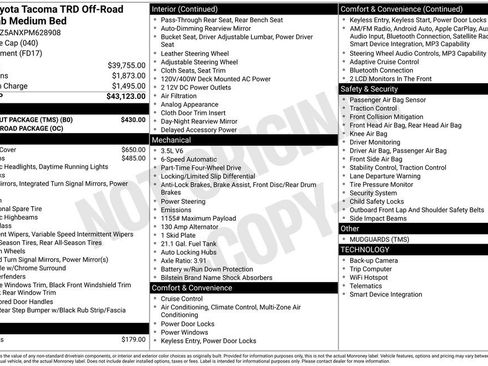 Used 2023 Toyota Tacoma TRD Off-Road w/ Black Out Package (TMS) AWD/4WD image 32