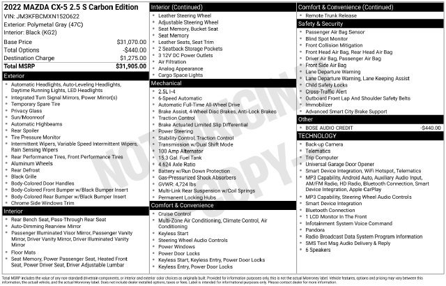 Used 2022 MAZDA CX-5 Carbon Edition AWD/4WD image 33