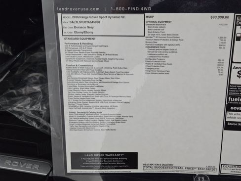 New 2026 Land Rover Range Rover Sport Dynamic SE AWD/4WD image 33
