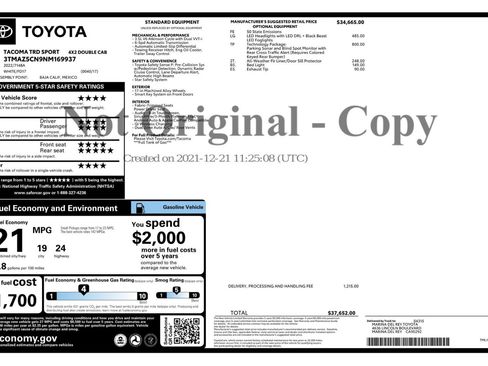 Used 2022 Toyota Tacoma TRD Sport w/ Technology Package image 50