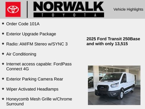 Used 2025 Ford Transit 250 Low Roof w/ Exterior Upgrade Package RWD image 10