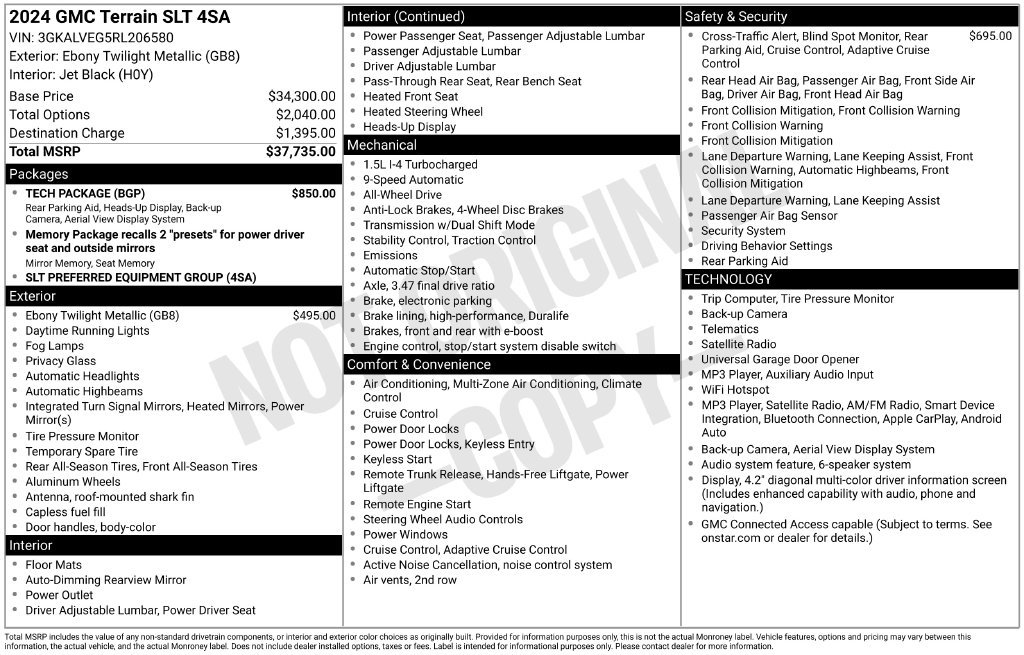 Used 2024 GMC Terrain SLT w/ Tech Package AWD/4WD image 12