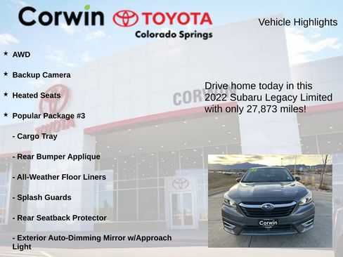 Used 2022 Subaru Legacy Limited w/ Popular Package #3 image 6