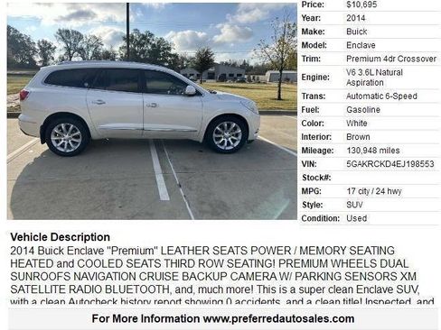 Used 2014 Buick Enclave Premium w/ Trailering Provision Package image 2