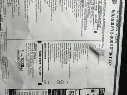 New 2026 Jeep Wrangler Sport image 32