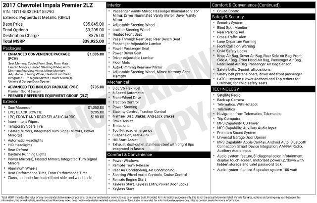 Used 2017 Chevrolet Impala Premier w/ Enhanced Convenience Package FWD image 44
