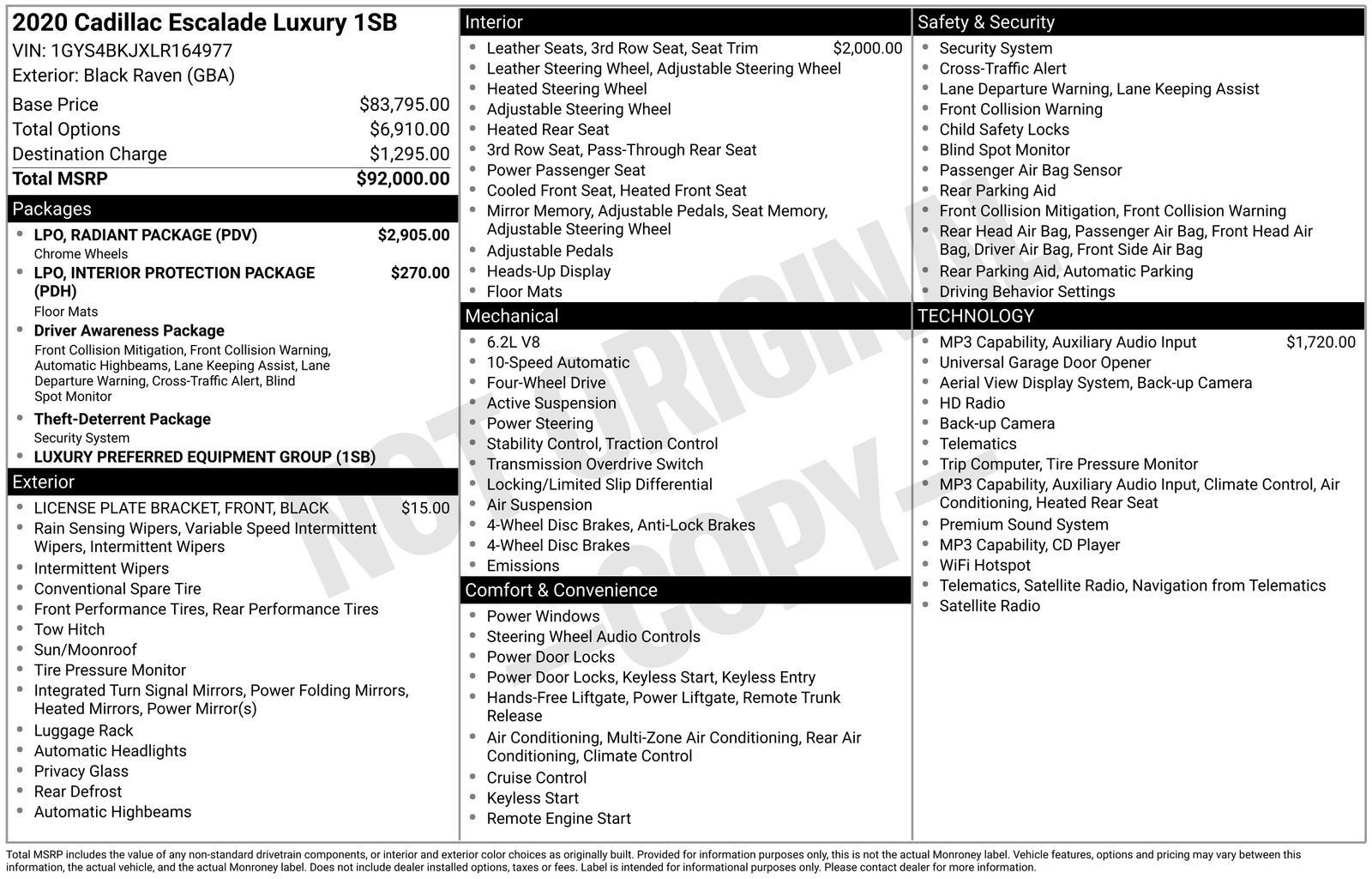 Used 2020 Cadillac Escalade Luxury w/ LPO, Radiant Package AWD/4WD image 2