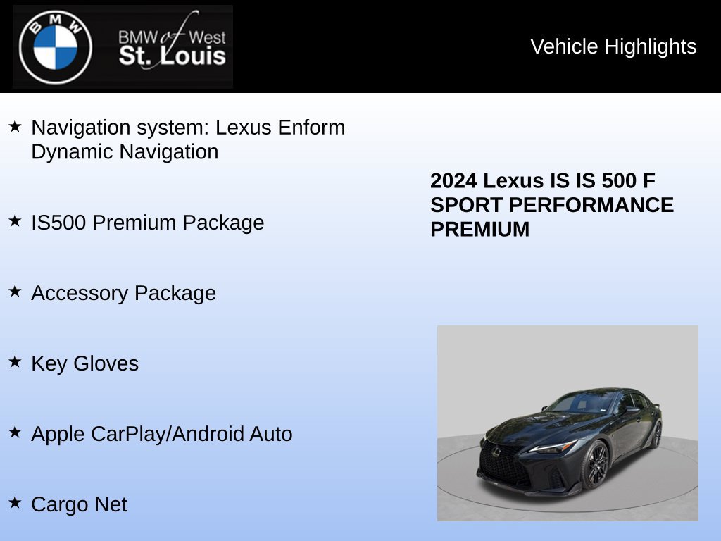 Used 2024 Lexus IS 500 w/ Accessory Package RWD image 8