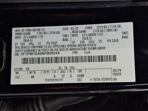 Used 2022 Ford F150 Platinum w/ Equipment Group 701A High AWD/4WD image 27