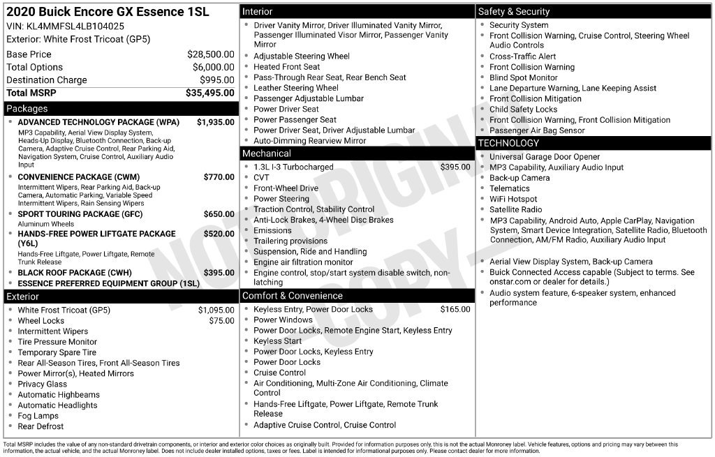 Certified 2020 Buick Encore GX Essence w/ Advanced Technology Package FWD image 16