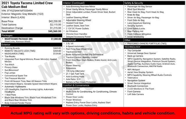 Used 2021 Toyota Tacoma Limited w/ Nightshade Package AWD/4WD image 12
