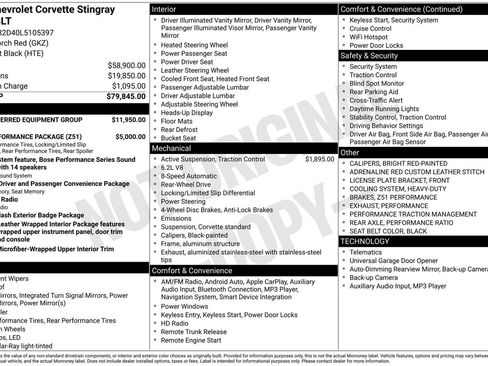 Used 2020 Chevrolet Corvette Stingray Premium Cpe w/ 3LT Preferred Equipment Group RWD image 4