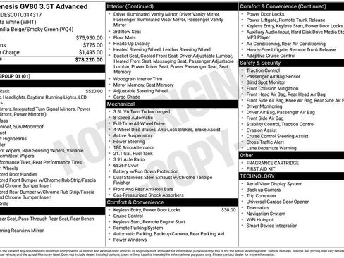 New 2026 Genesis GV80 3.5T Advanced image 2
