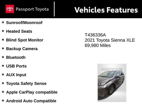 Used 2021 Toyota Sienna XLE w/ XLE Plus Package FWD image 8