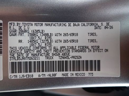 New 2026 Toyota Tacoma Limited AWD/4WD image 16