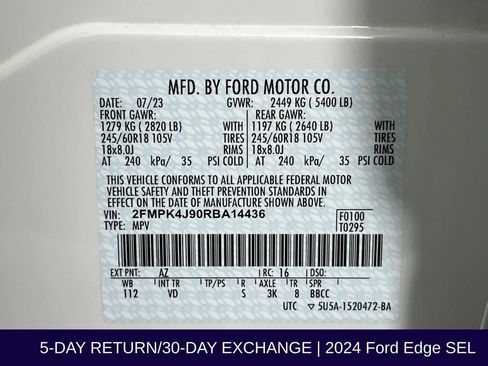 Certified 2024 Ford Edge SEL w/ Convenience Package AWD/4WD image 37