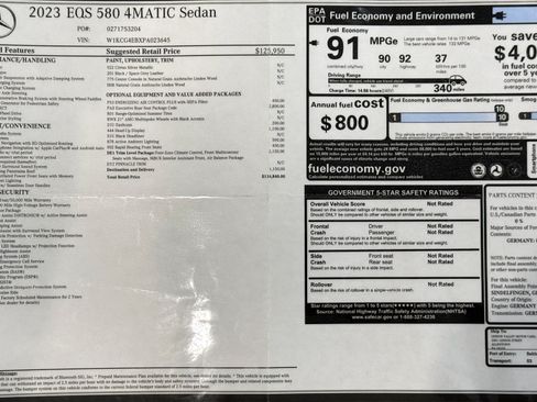 Used 2023 Mercedes-Benz EQS 580 4MATIC Sedan image 2
