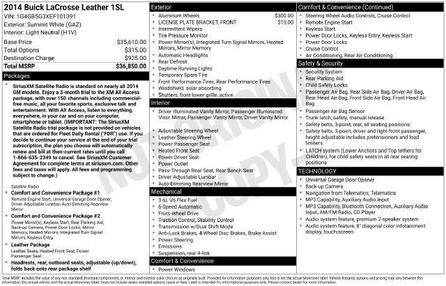 Used 2014 Buick LaCrosse Leather FWD image 1