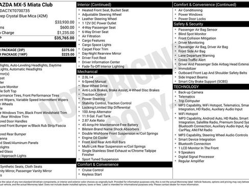 New 2026 MAZDA MX-5 Miata Club w/ Interior Package RWD image 3