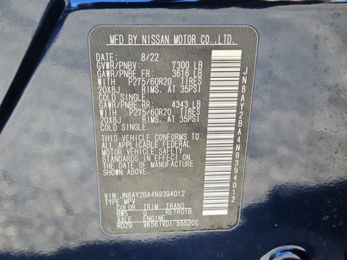 Used 2022 Nissan Armada SL w/ Captain's Chairs Package image 35