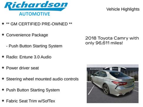 Used 2018 Toyota Camry SE w/ Convenience Package FWD image 11