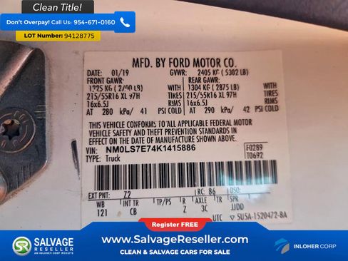 Used 2019 Ford Transit Connect XL w/ CNG/LPG Engine Prep Package image 17