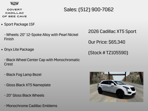New 2026 Cadillac XT5 Sportv w/ LPO, Onyx Lite Package AWD/4WD image 6