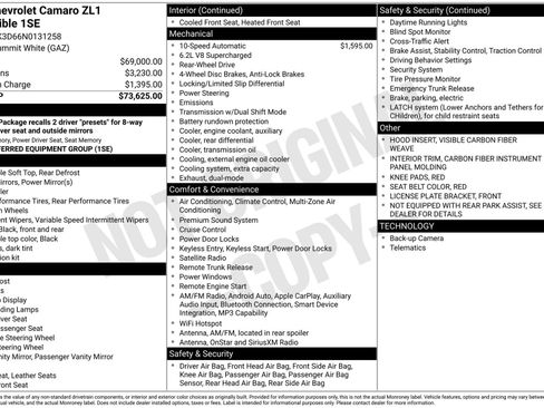 Used 2022 Chevrolet Camaro ZL1 RWD image 63