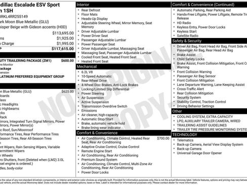 Used 2024 Cadillac Escalade ESV Sport Platinum w/ Heavy-Duty Trailer Package RWD image 50