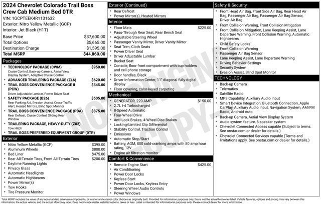 Certified 2024 Chevrolet Colorado Trail Boss w/ Technology Package AWD/4WD image 33