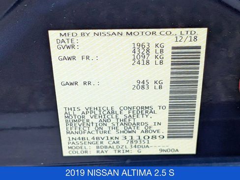 Used 2019 Nissan Altima 2.5 S FWD image 30