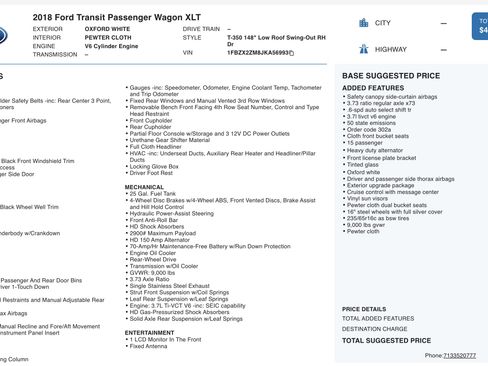 Used 2018 Ford Transit 350 XLT image 2