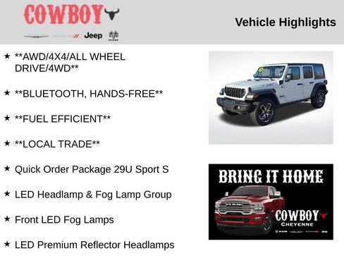 Used 2024 Jeep Wrangler Sport S 4xe w/ LED Headlamp & Fog Lamp Group image 5