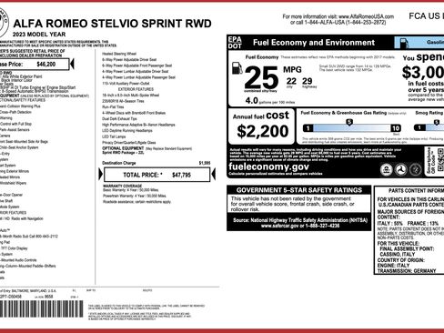 Used 2023 Alfa Romeo Stelvio Sprint RWD image 4