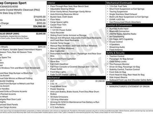 Used 2016 Jeep Compass Sport w/ Power Value Group FWD image 10
