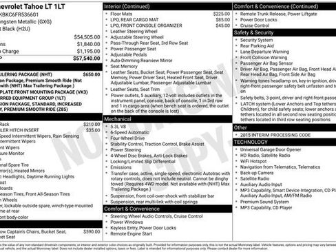 Used 2015 Chevrolet Tahoe LT w/ Max Trailering Package AWD/4WD image 49