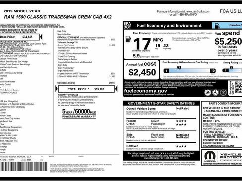 Used 2019 RAM 1500 Tradesman w/ Chrome Plus Package RWD image 23