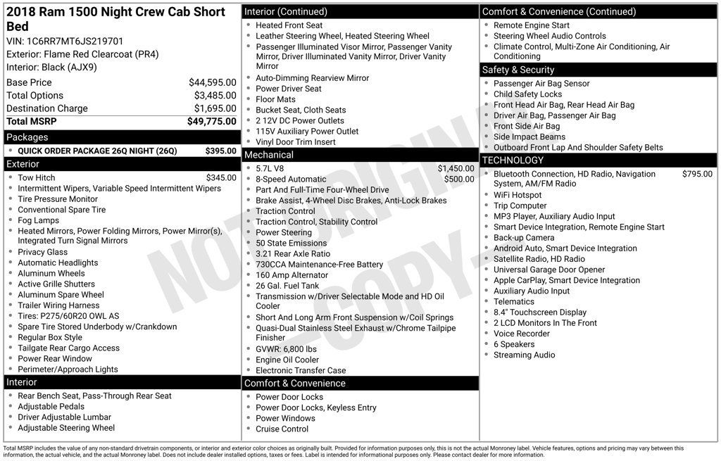 Used 2018 RAM 1500 Sport w/ Quick Order Package 26Q Night AWD/4WD image 37