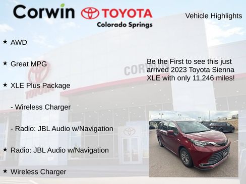Used 2023 Toyota Sienna XLE w/ XLE Plus Package AWD/4WD image 4