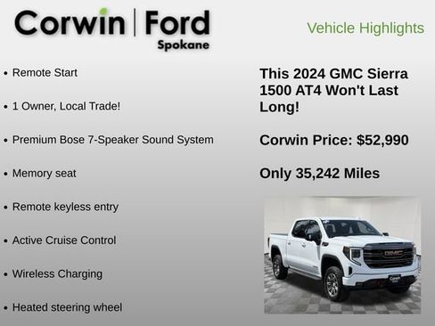 Used 2024 GMC Sierra 1500 AT4 w/ Technology Package AWD/4WD image 6