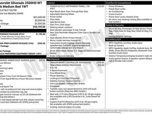 Used 2020 Chevrolet Silverado 2500 W/T w/ WT Convenience Package AWD/4WD image 33