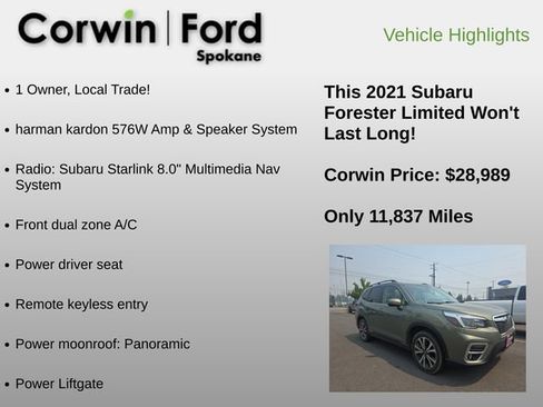 Used 2021 Subaru Forester Limited w/ Popular Package #3 AWD/4WD image 6